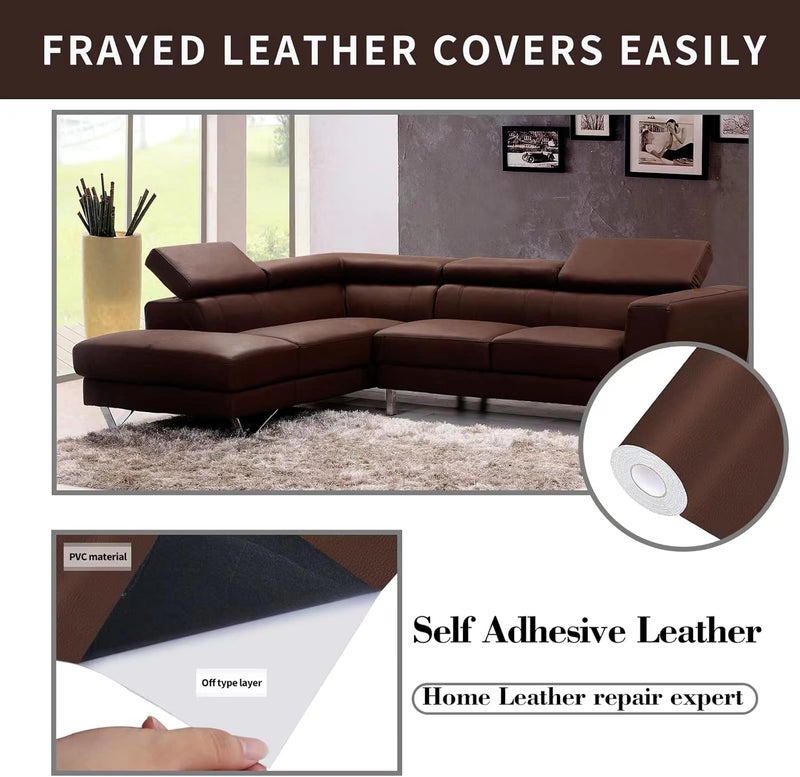 Lifeshoon Leather Repair Patch, 17X395 Inch Self Adhesive Leather Repair, Large Vinyl Patch Tape for Couches, Furniture, Car Seats, Cabinets, Wall, Handbags （Brown, 17X395 Inch） - Image 2